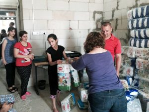 Diapers distributed to young Christian mothers at one of seven locations in northern Iraq. A total of 160,000 diapers were delivered